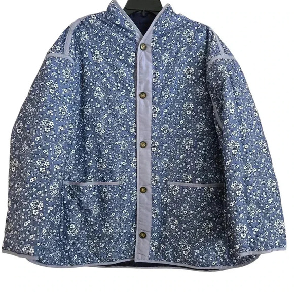 Sabrina Lauren Reversible Quilted Jacket Floral/ Blue Size 3XL - Picture 4 of 10